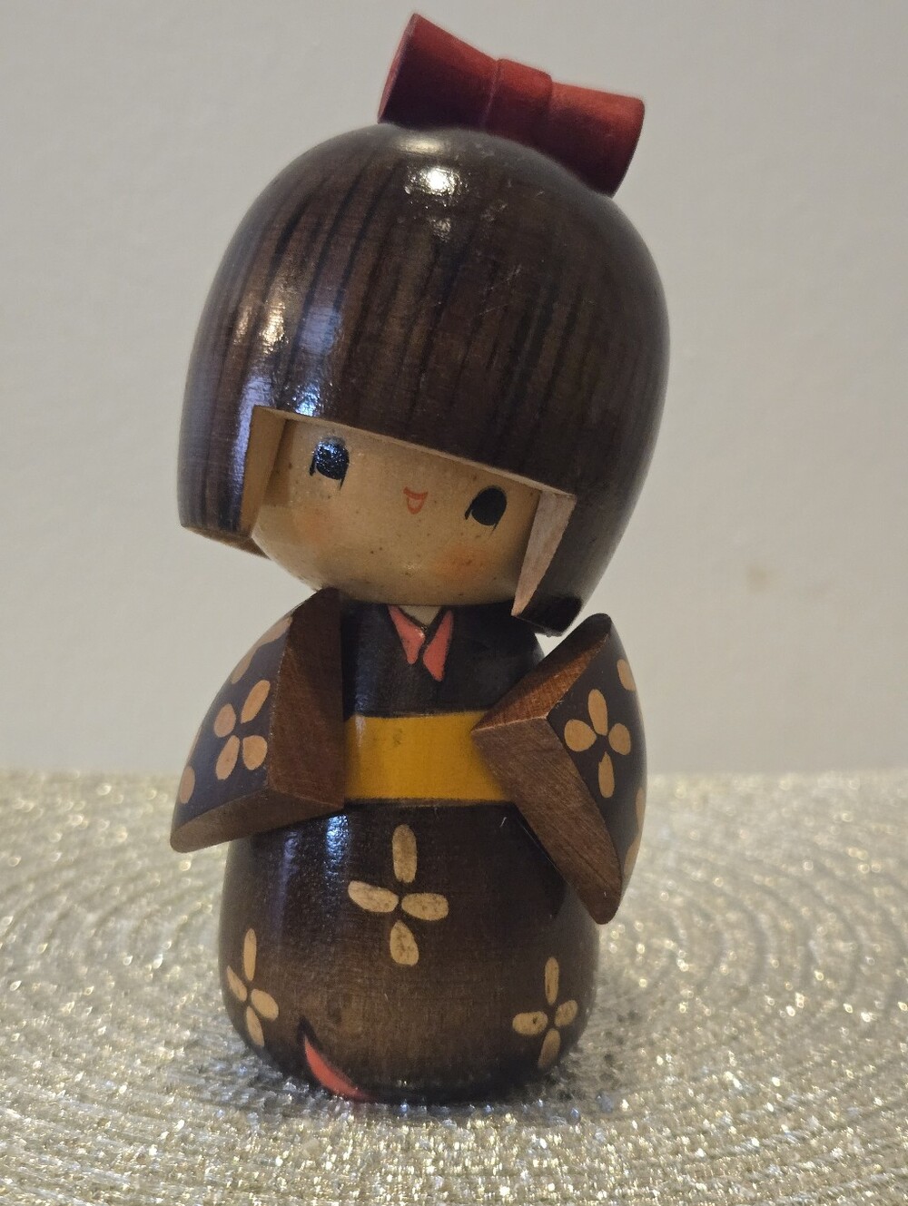 Vintage Japanese Sosaku Creative Kokeshi Wooden Doll "Mioto" 5.5" Signed